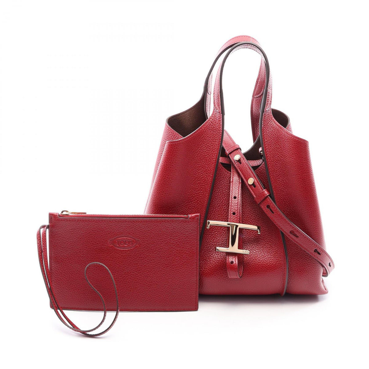 トッズ Tタイムレス ショッピングバッグ ミニ 2WAY ハンドバッグ レッド系 バッグ TOD'S