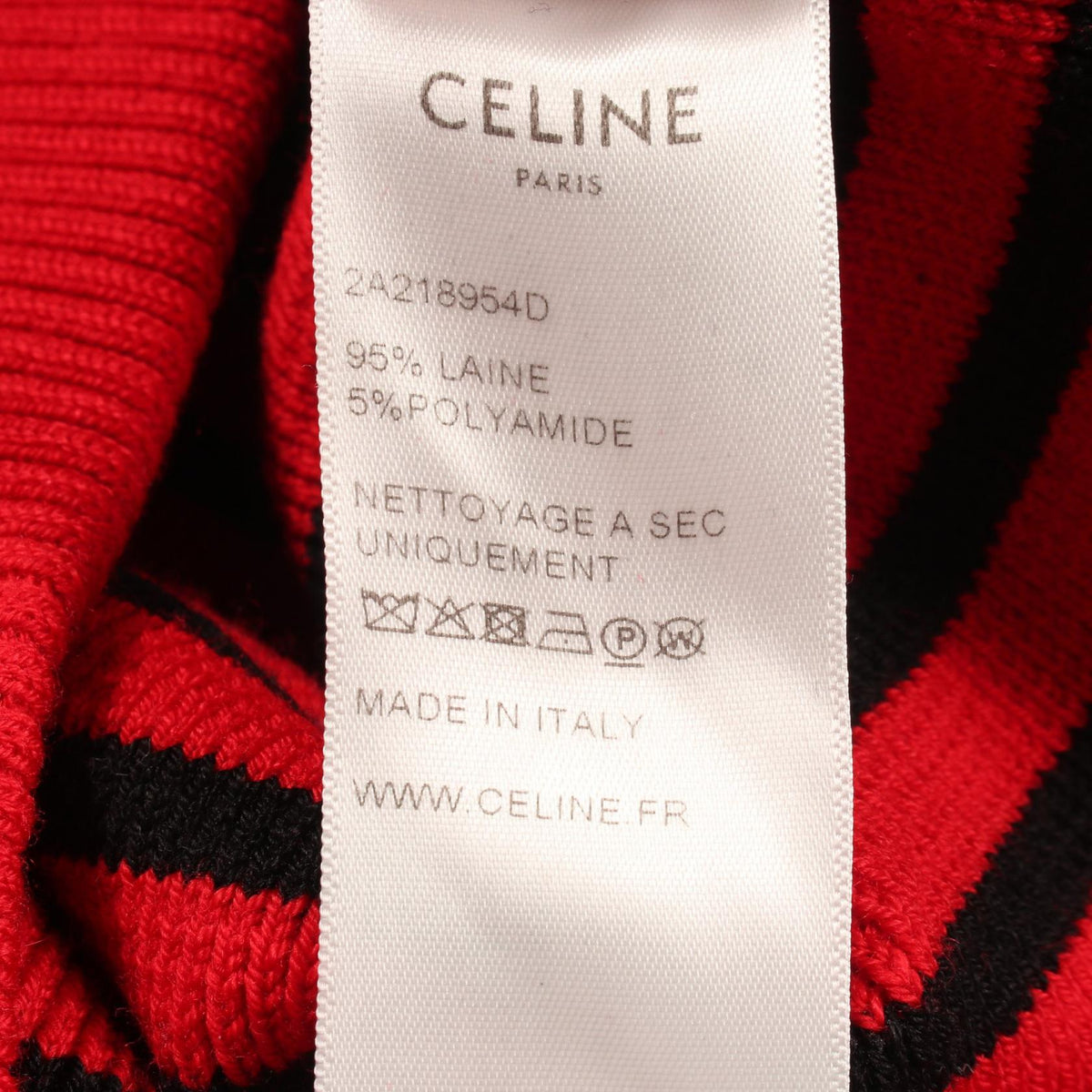 セリーヌ ショルダージップ ボーダー柄 ボートネック ニット ブラック系 レッド系 トップス CELINE