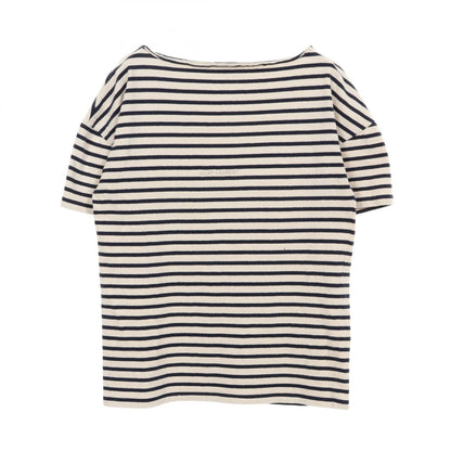 サンローランパリ ロゴ刺繍 ボーダー 半袖Tシャツ ネイビー系 ホワイト系 トップス SAINT LAURENT PARIS