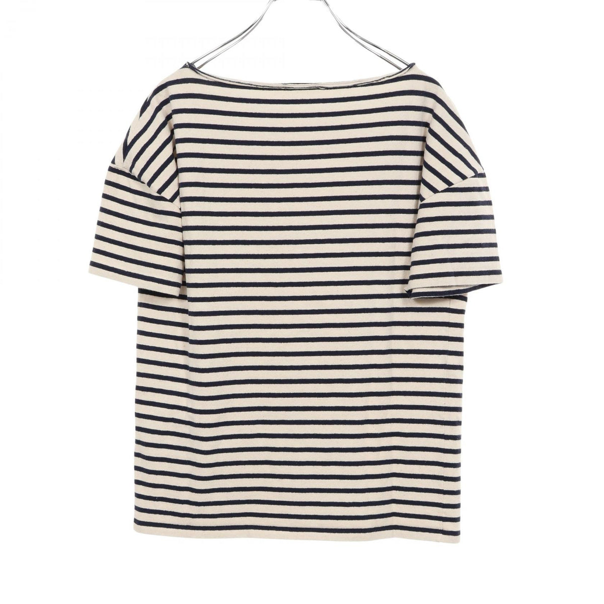 サンローランパリ ロゴ刺繍 ボーダー 半袖Tシャツ ネイビー系 ホワイト系 トップス SAINT LAURENT PARIS
