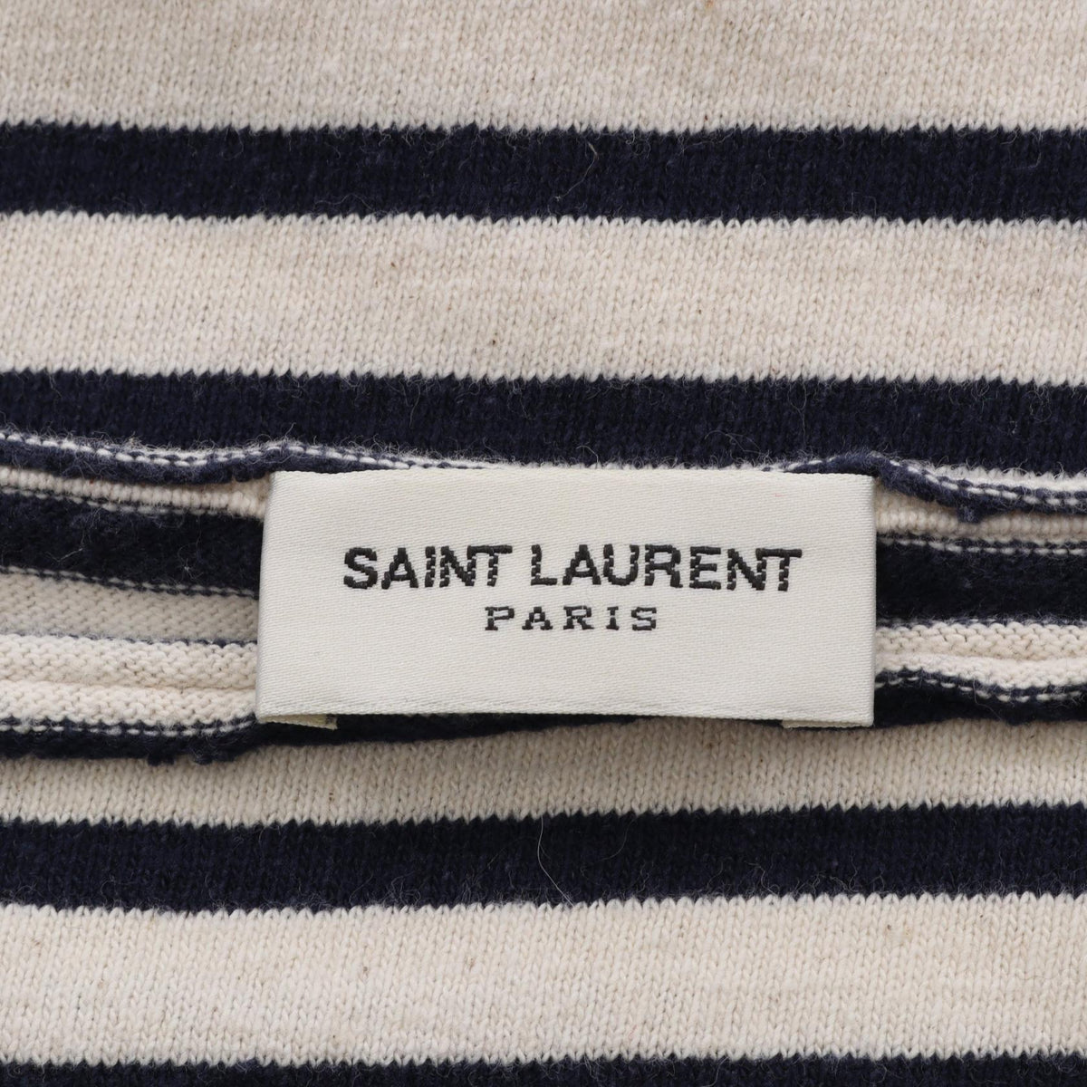 サンローランパリ ロゴ刺繍 ボーダー 半袖Tシャツ ネイビー系 ホワイト系 トップス SAINT LAURENT PARIS