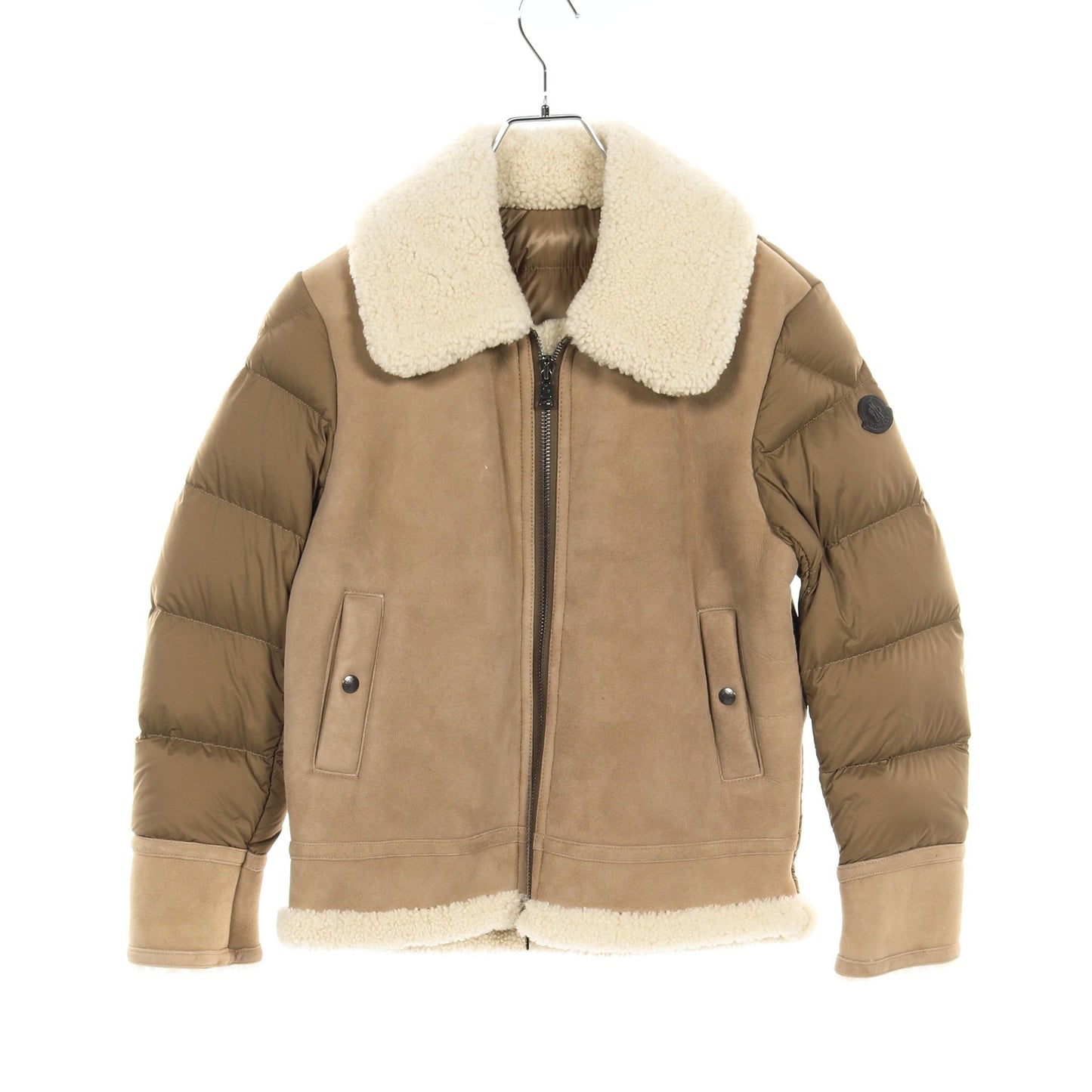 CURVAL ダウンジャケット ナイロン レザー ベージュ 切替 アウター MONCLER