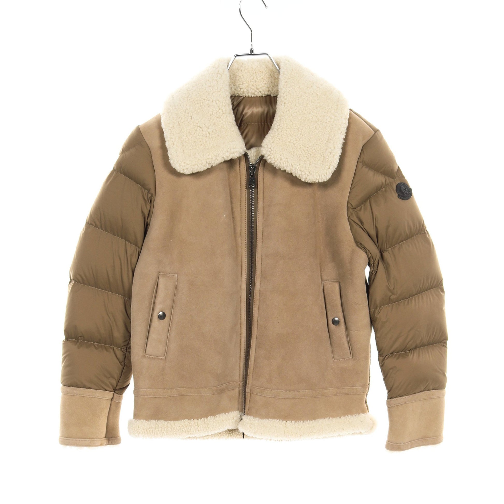 CURVAL ダウンジャケット ナイロン レザー ベージュ 切替 アウター MONCLER