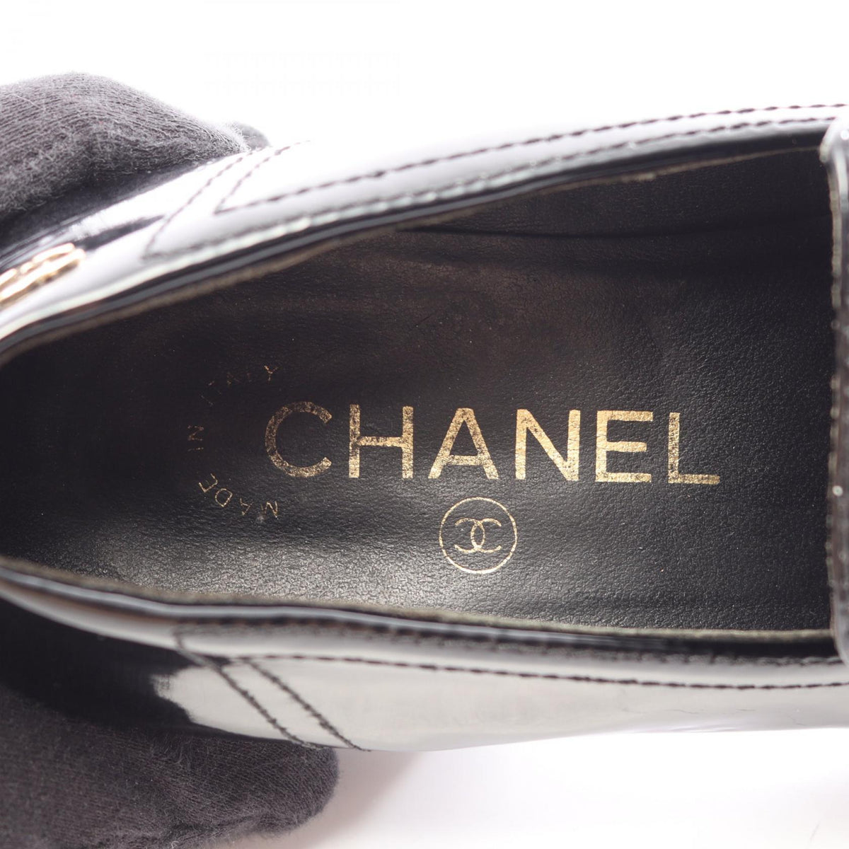 シャネル ココマーク チェーン ローファー ブラック系 シューズ CHANEL