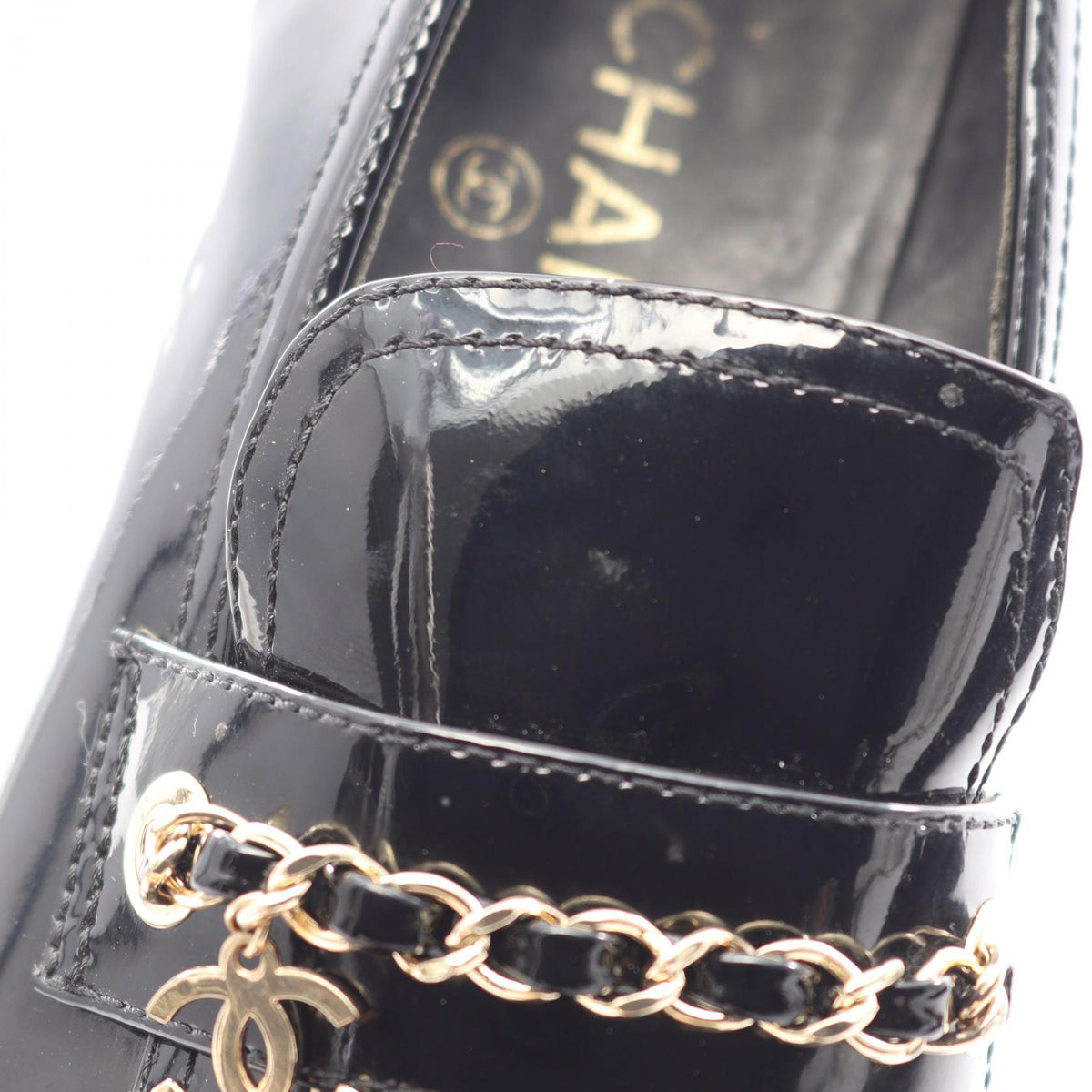 シャネル ココマーク チェーン ローファー ブラック系 シューズ CHANEL