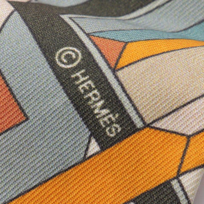 エルメス ツイリー Le Fil d'Ariane リボン スカーフ オレンジ系 ブルー系 マルチカラー シルク 財布・小物 HERMES
