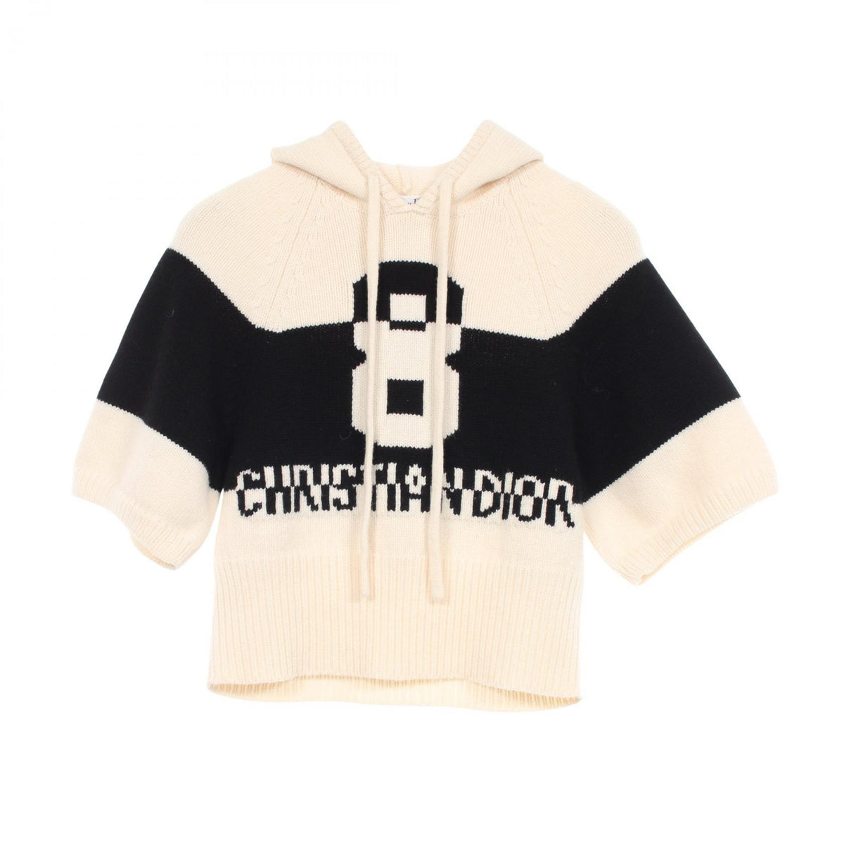 ディオール 半袖 パーカー フード付き ニット ホワイト系 ブラック系 トップス DIOR