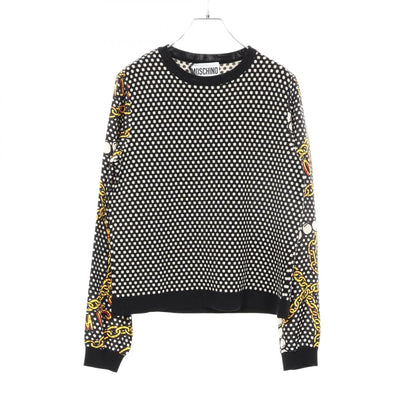モスキーノ ドット チェーン柄 切替 ニット ブラック系 ホワイト系 トップス MOSCHINO
