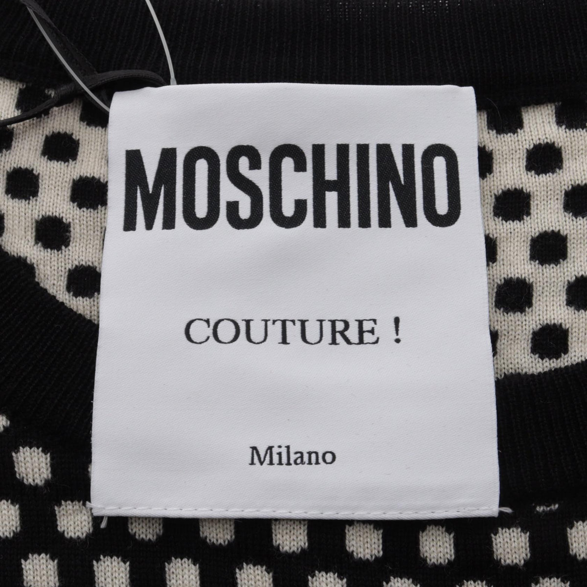 モスキーノ ドット チェーン柄 切替 ニット ブラック系 ホワイト系 トップス MOSCHINO