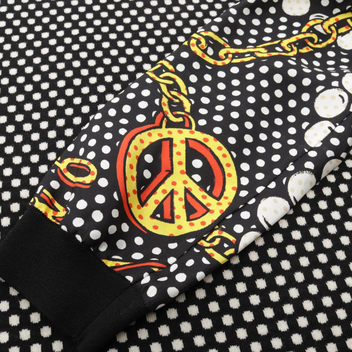 モスキーノ ドット チェーン柄 切替 ニット ブラック系 ホワイト系 トップス MOSCHINO