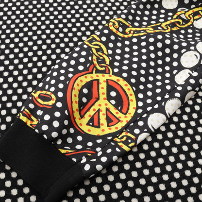 モスキーノ ドット チェーン柄 切替 ニット ブラック系 ホワイト系 トップス MOSCHINO