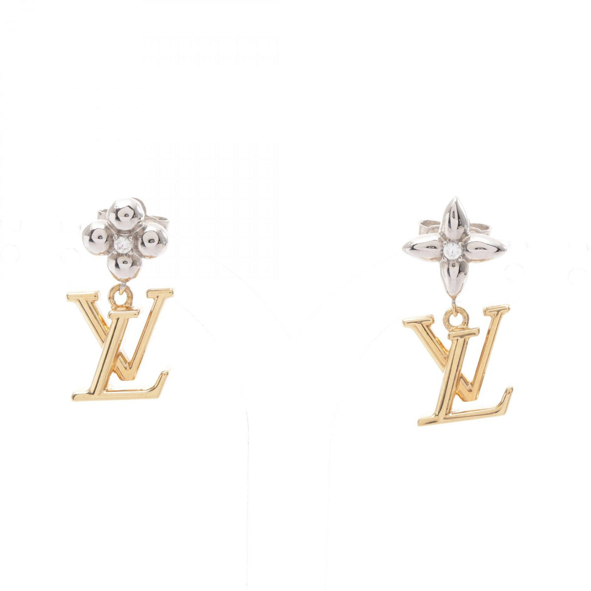 ルイ・ヴィトン ピアス パンダント LV アイコニック フラワー ピアス ゴールド系 シルバー系 シルバー アクセサリー LOUIS VUITTON