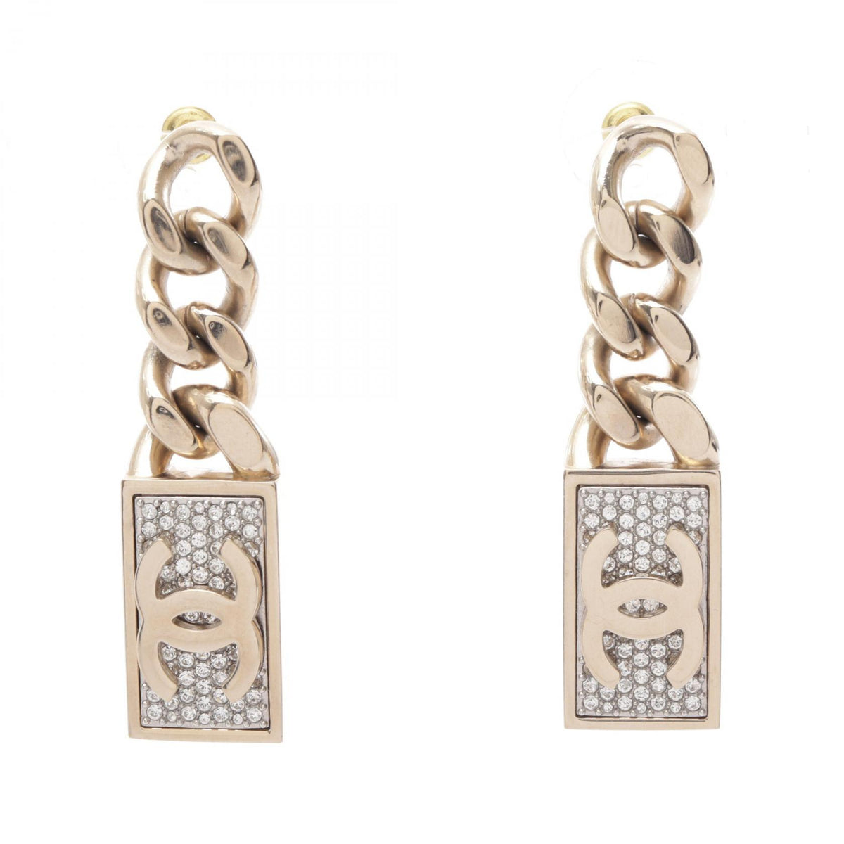 シャネル ココマーク ロックチェーン スイング ピアス ゴールド系 クリア系 アクセサリー CHANEL