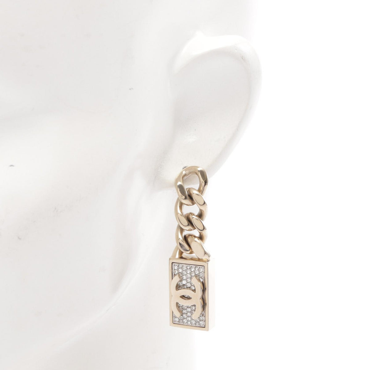 シャネル ココマーク ロックチェーン スイング ピアス ゴールド系 クリア系 アクセサリー CHANEL