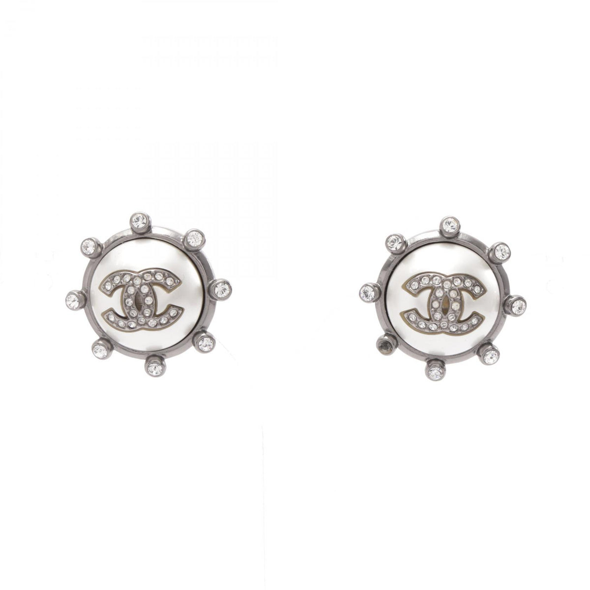 シャネル ココマーク ラウンド A21A ピアス ホワイト系 シルバー系 クリア系 アクセサリー CHANEL