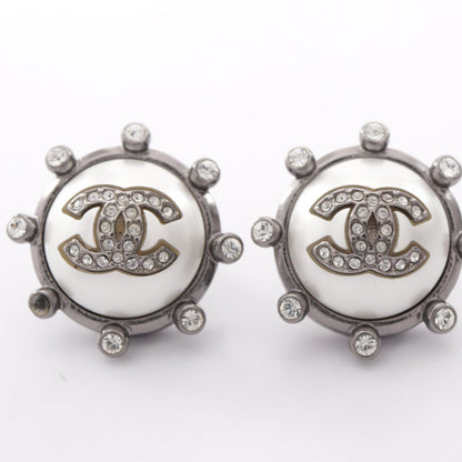 シャネル ココマーク ラウンド A21A ピアス ホワイト系 シルバー系 クリア系 アクセサリー CHANEL