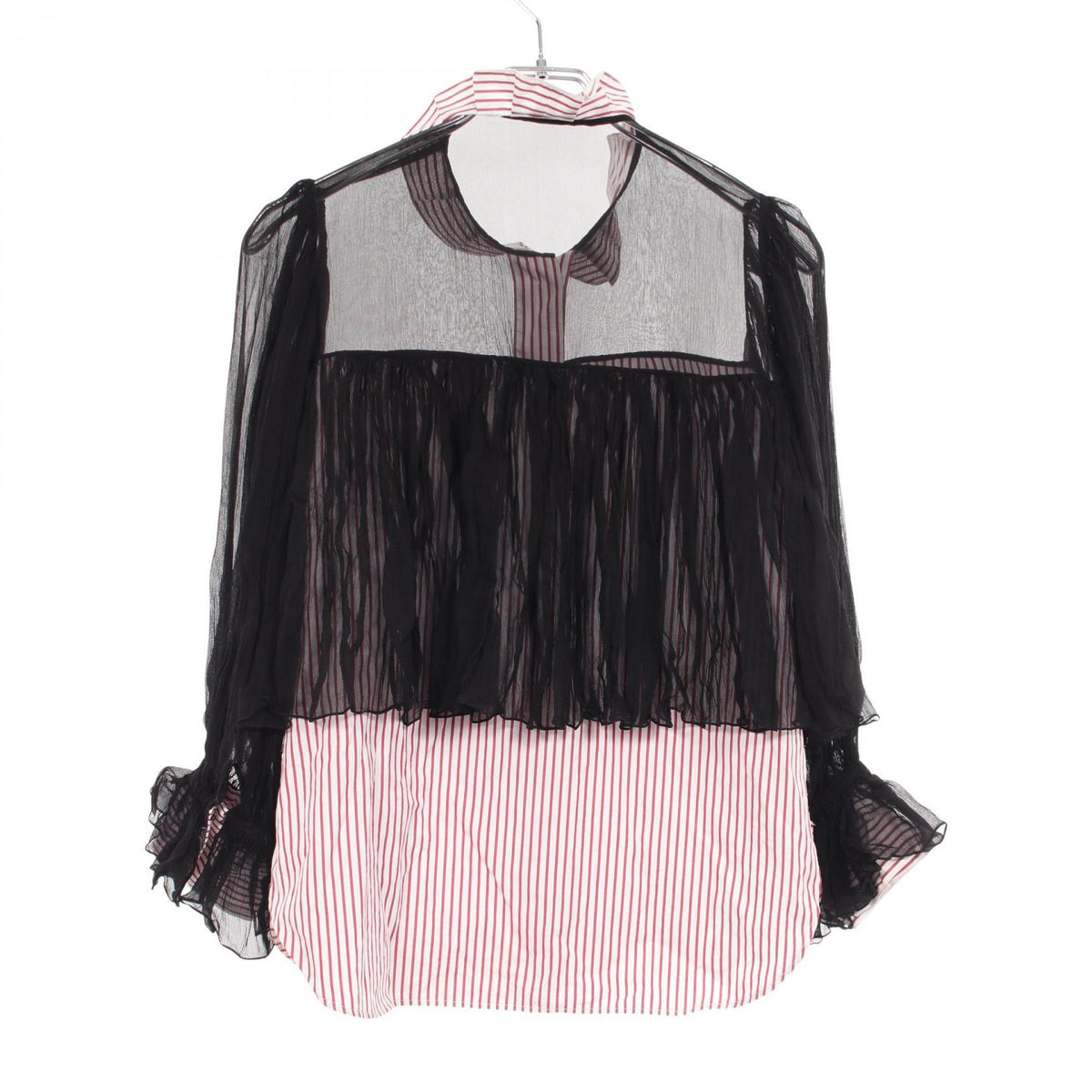 シャネル ストライプ シフォン 切替 その他トップス レッド系 ホワイト系 ブラック系 トップス CHANEL