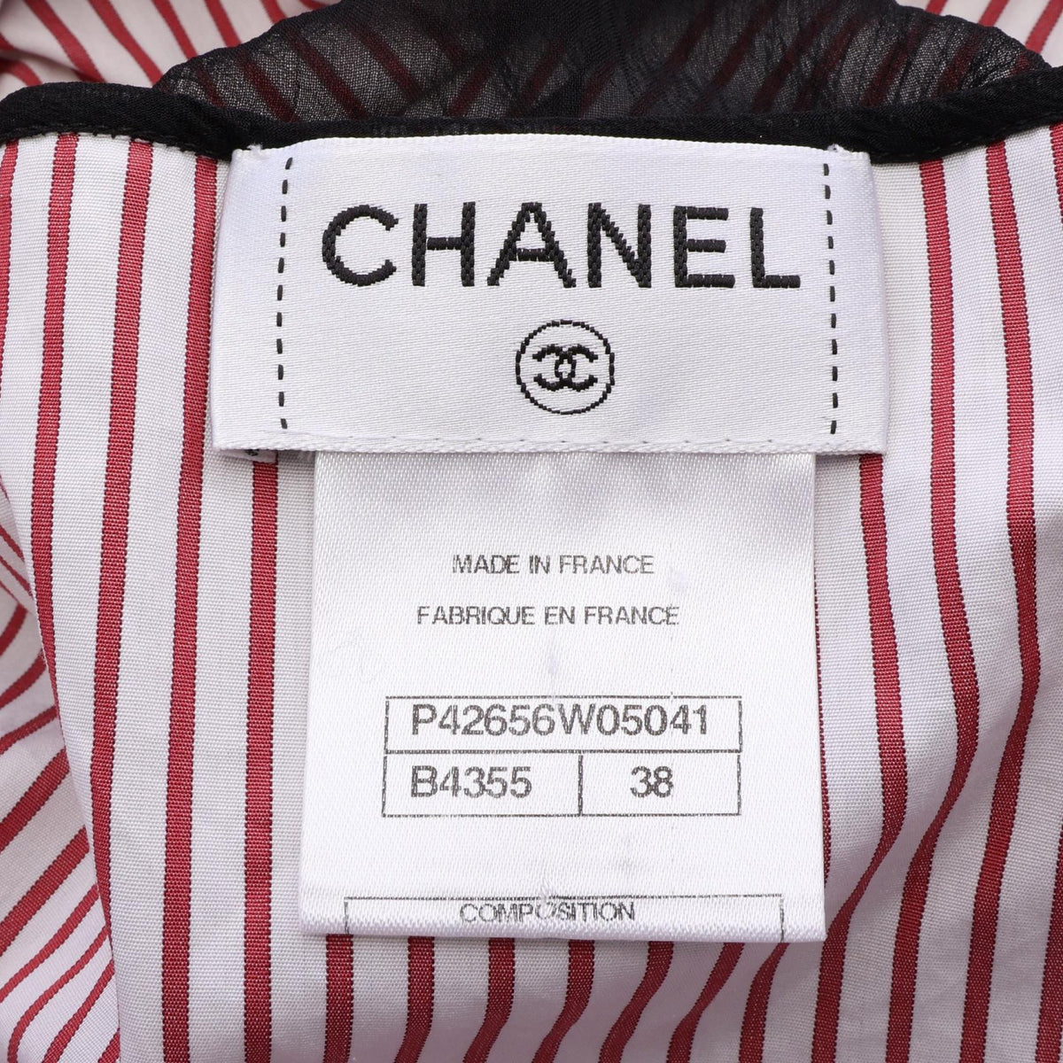 シャネル ストライプ シフォン 切替 その他トップス レッド系 ホワイト系 ブラック系 トップス CHANEL