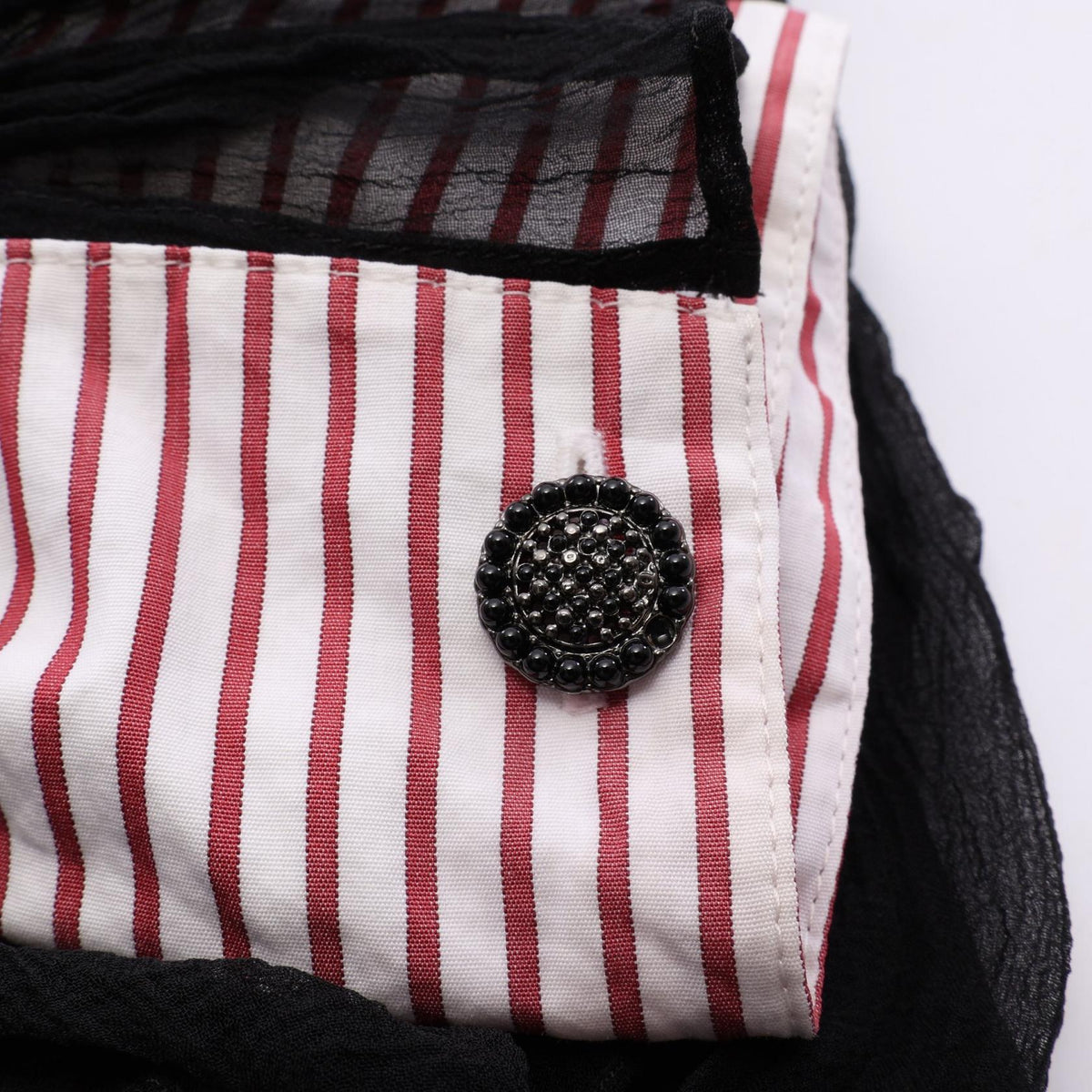 シャネル ストライプ シフォン 切替 その他トップス レッド系 ホワイト系 ブラック系 トップス CHANEL