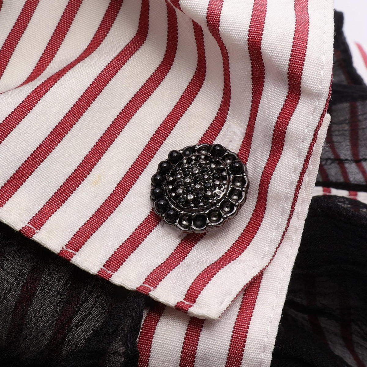 シャネル ストライプ シフォン 切替 その他トップス レッド系 ホワイト系 ブラック系 トップス CHANEL