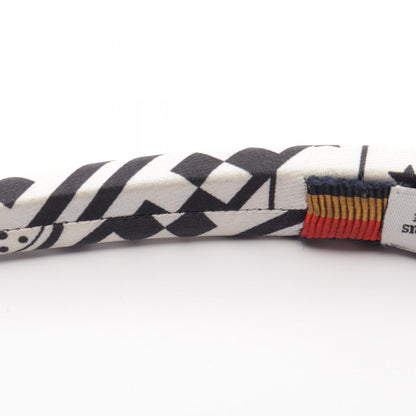 エルメス Sangles en Zigzag Bandana カチューシャ ブラック系 ホワイト系 シルク 財布・小物 HERMES