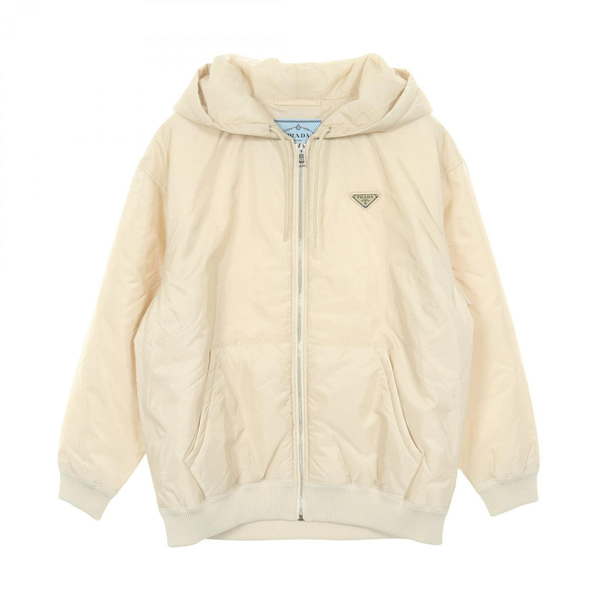 プラダ Re-Nylon ライトウェイト フーデッド 中綿ジップアップジャケット ブルゾン ベージュ系
