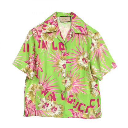 グッチ フローラルプリント 総柄 半袖 その他トップス グリーン系 マルチカラー トップス GUCCI