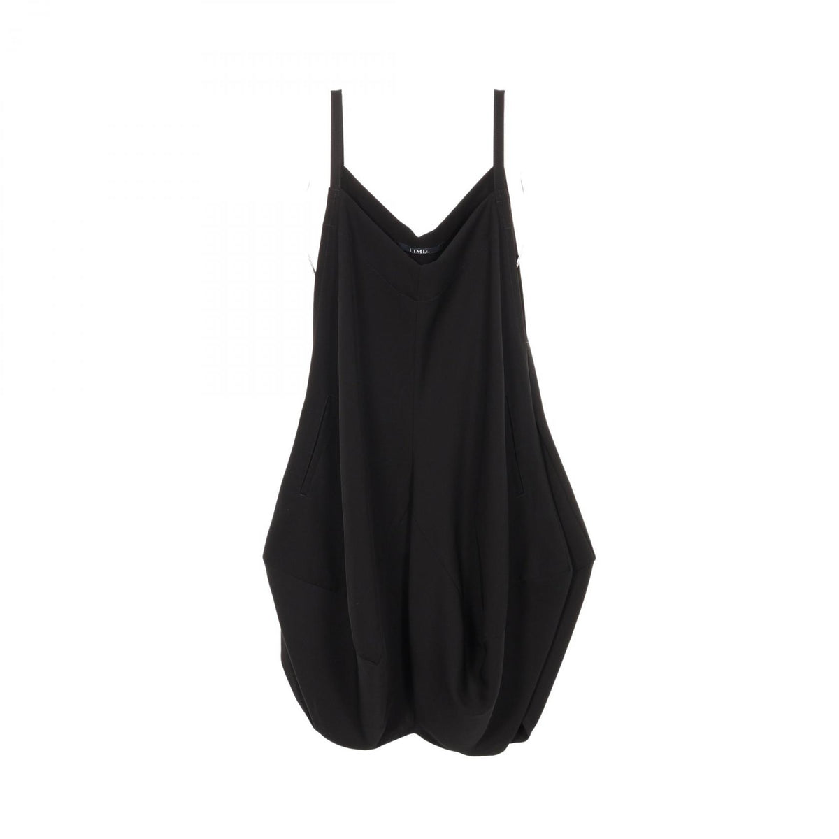リミフゥ DOUBLE SATIN SQUARED HEM DRESS キャミソール ワンピース ブラック系 ワンピース LIMI FEU