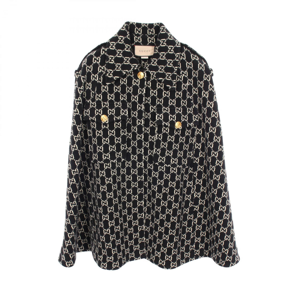 グッチ GGジャガード ケープ ポンチョ ブラック系 アウター GUCCI