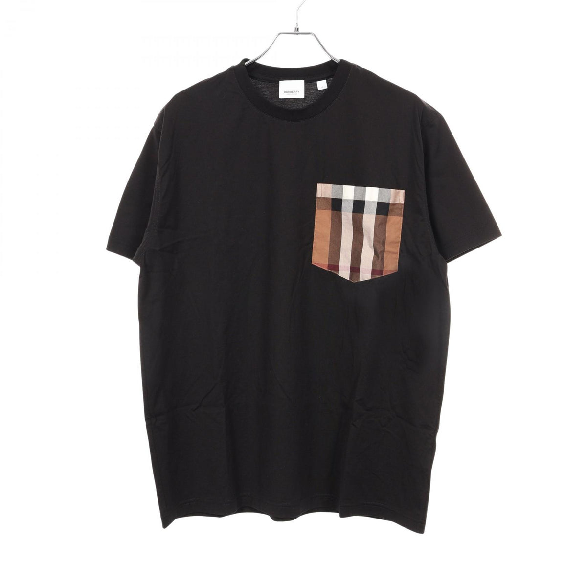 バーバリー チェック ポケット付き 半袖Tシャツ ブラック系 トップス BURBERRY