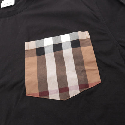 バーバリー チェック ポケット付き 半袖Tシャツ ブラック系 トップス BURBERRY