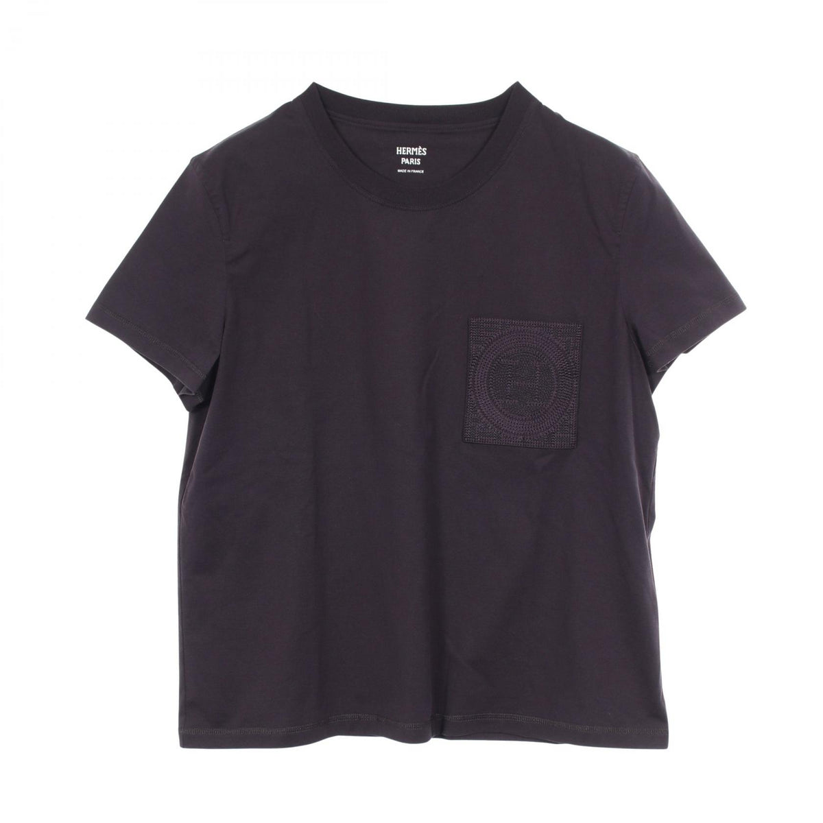エルメス モザイク刺繍パッチポケット 半袖Tシャツ ブラック系 トップス HERMES