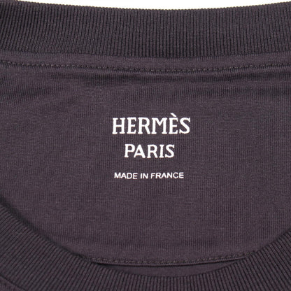 エルメス モザイク刺繍パッチポケット 半袖Tシャツ ブラック系 トップス HERMES