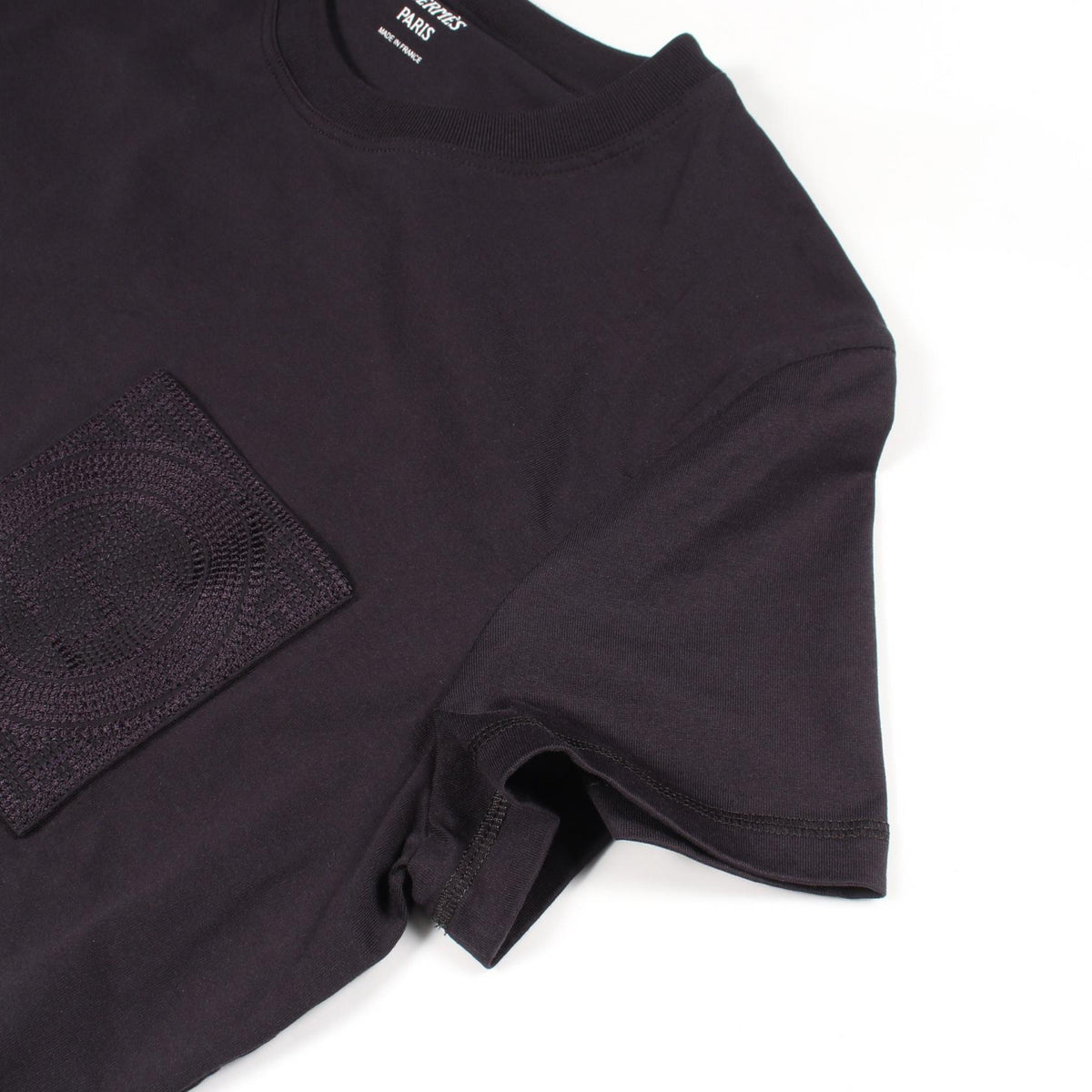 エルメス モザイク刺繍パッチポケット 半袖Tシャツ ブラック系 トップス HERMES
