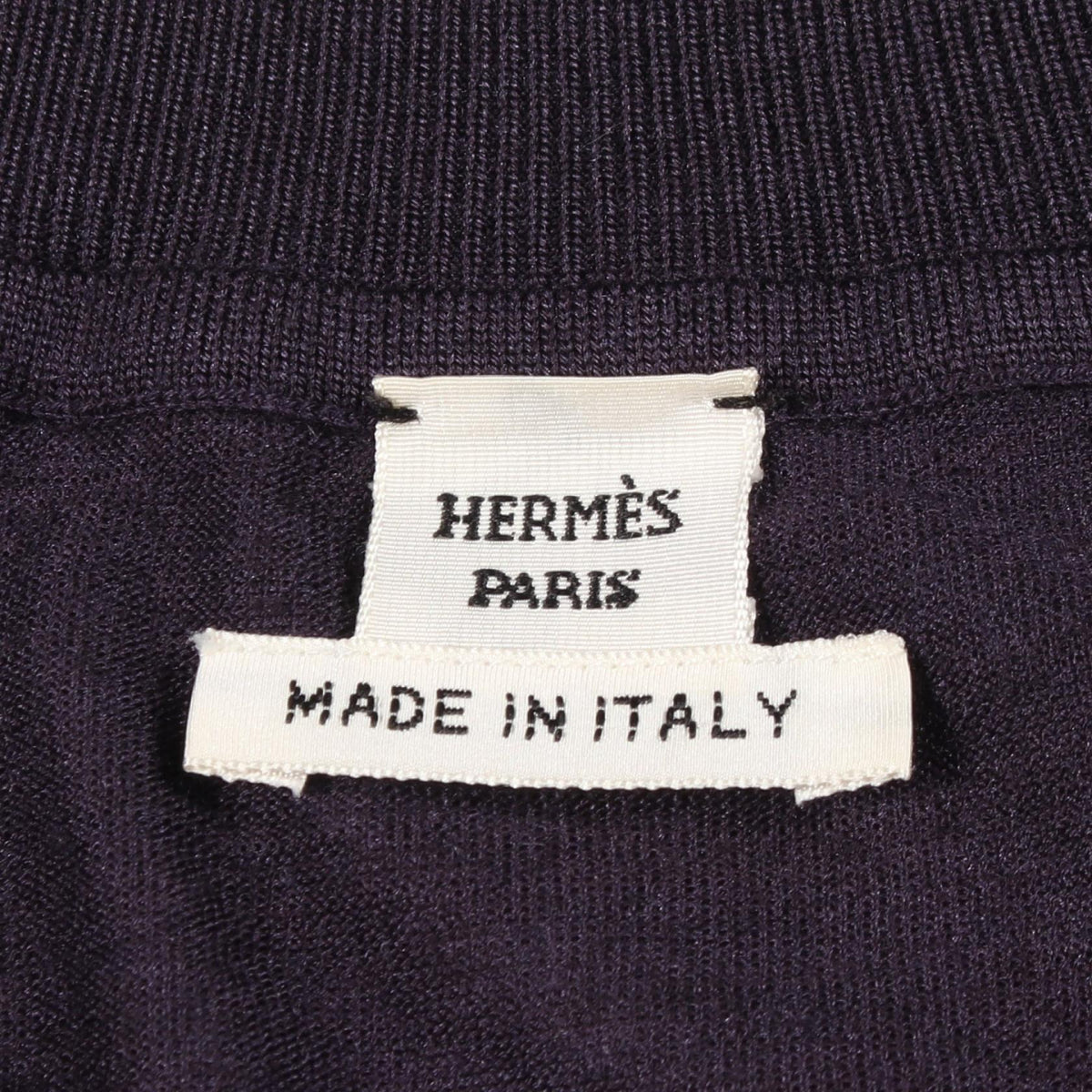 エルメス ツイルレーヌ En Desordre Finesse スカーフ切替 半袖 ニット パープル系 シルク トップス HERMES