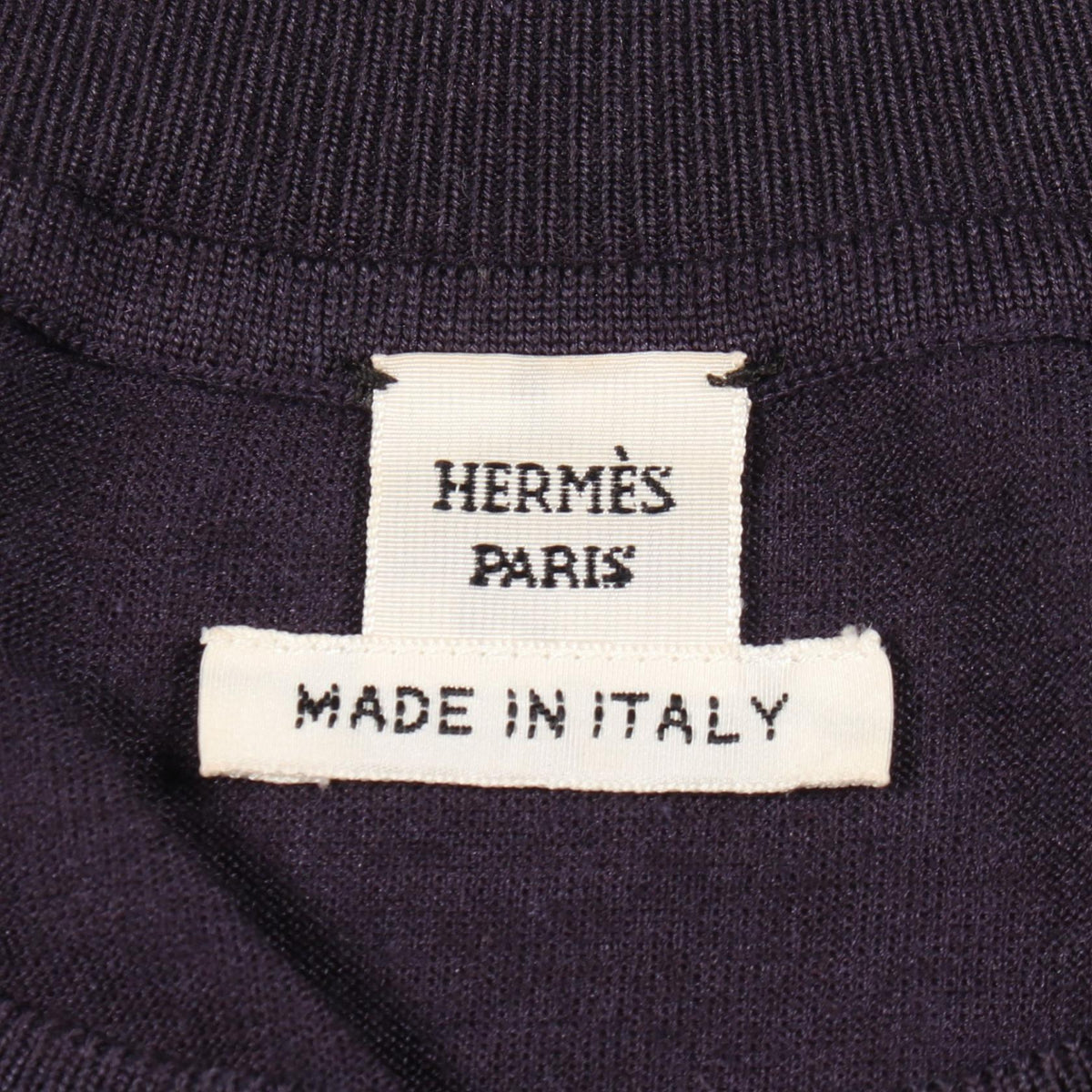 エルメス ツイルレーヌ En Desordre Finesse スカーフ切替 半袖 ニット パープル系 シルク トップス HERMES