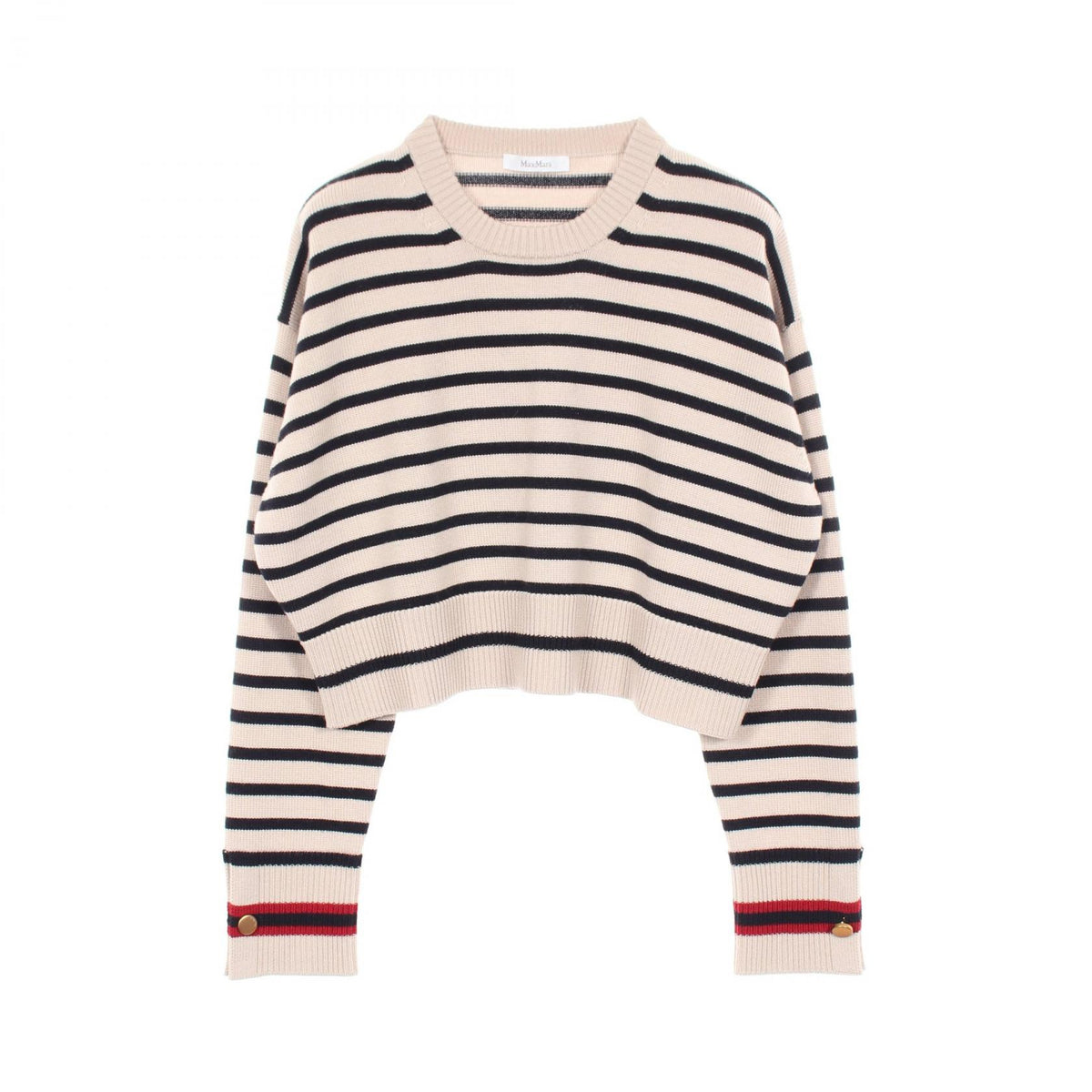 マックスマーラ ボーダー クロップド ニット ベージュ系 ブラック系 トップス MAX MARA
