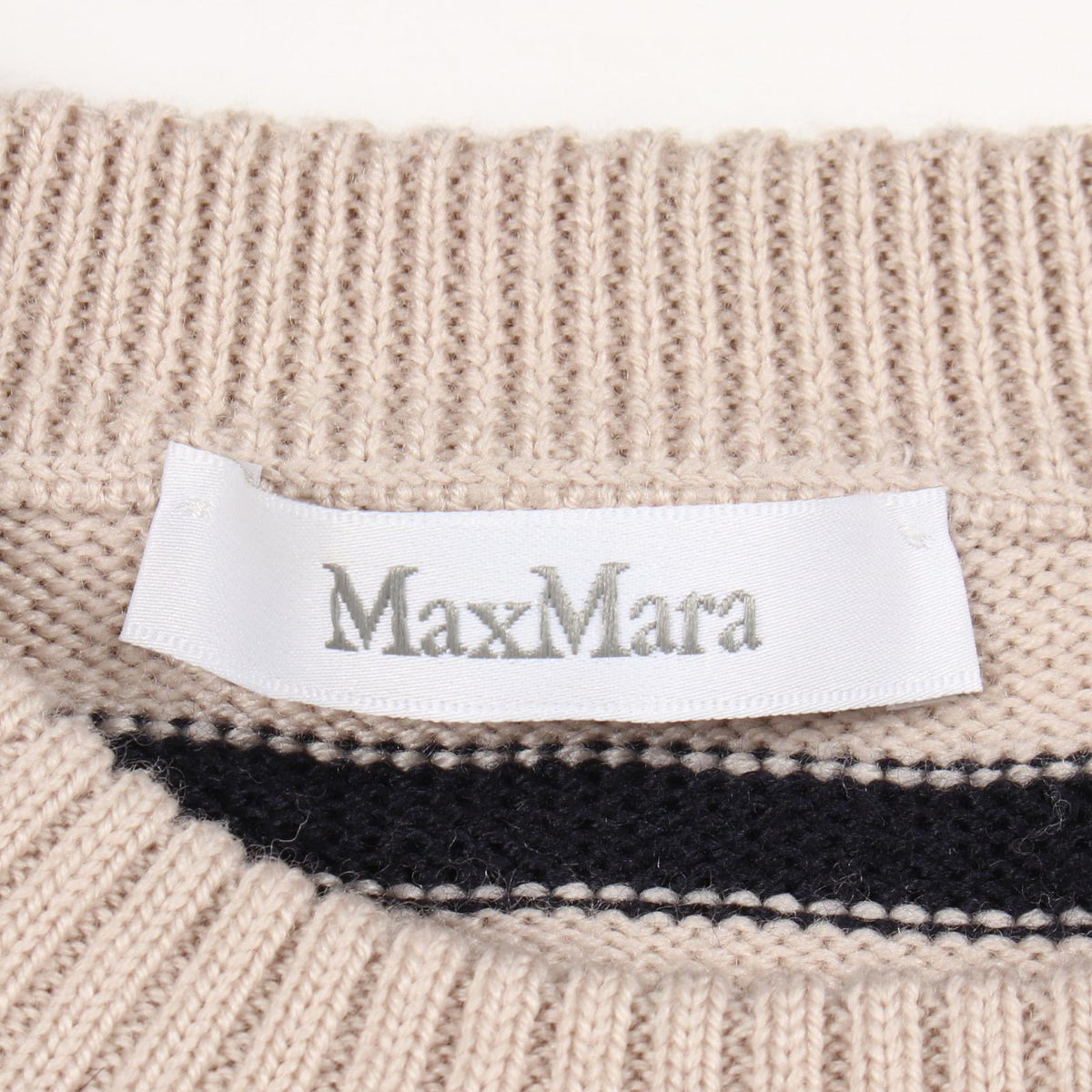 マックスマーラ ボーダー クロップド ニット ベージュ系 ブラック系 トップス MAX MARA