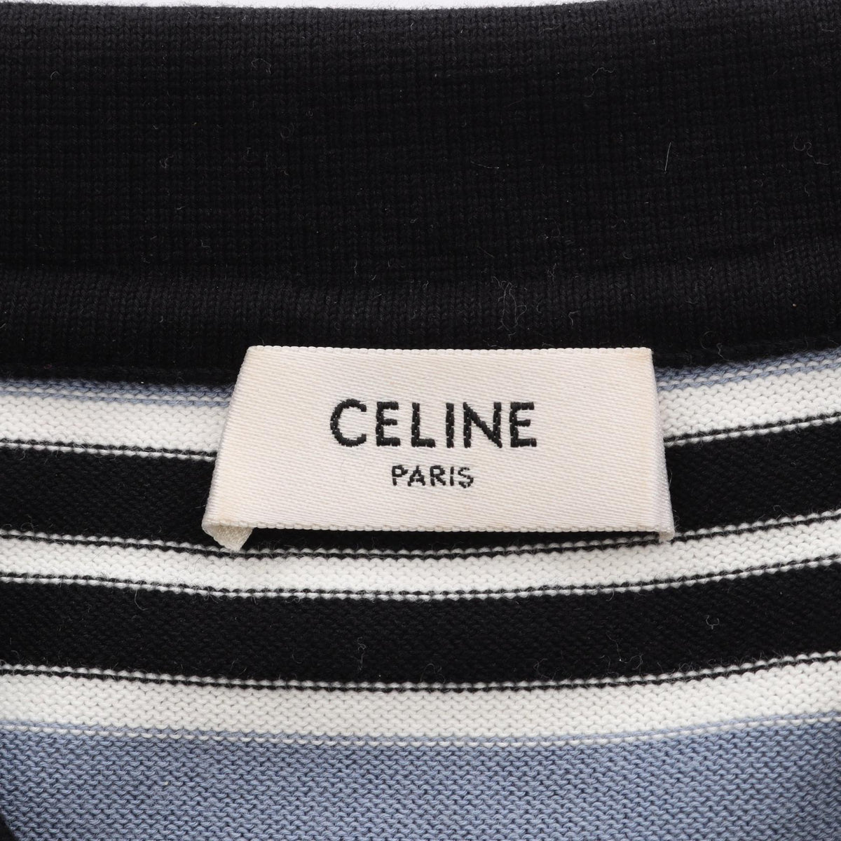 セリーヌ トリオンフ ボーダー クロップド ニット ポロシャツ ブルー系 ブラック系 レッド系 トップス CELINE