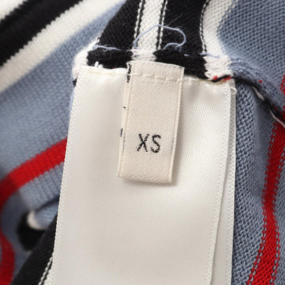セリーヌ トリオンフ ボーダー クロップド ニット ポロシャツ ブルー系 ブラック系 レッド系 トップス CELINE