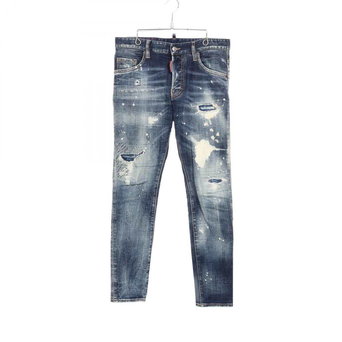 ディースクエアード SKATER ダメージ ペイント加工 デニムパンツ ネイビー系 ボトムス DSQUARED2