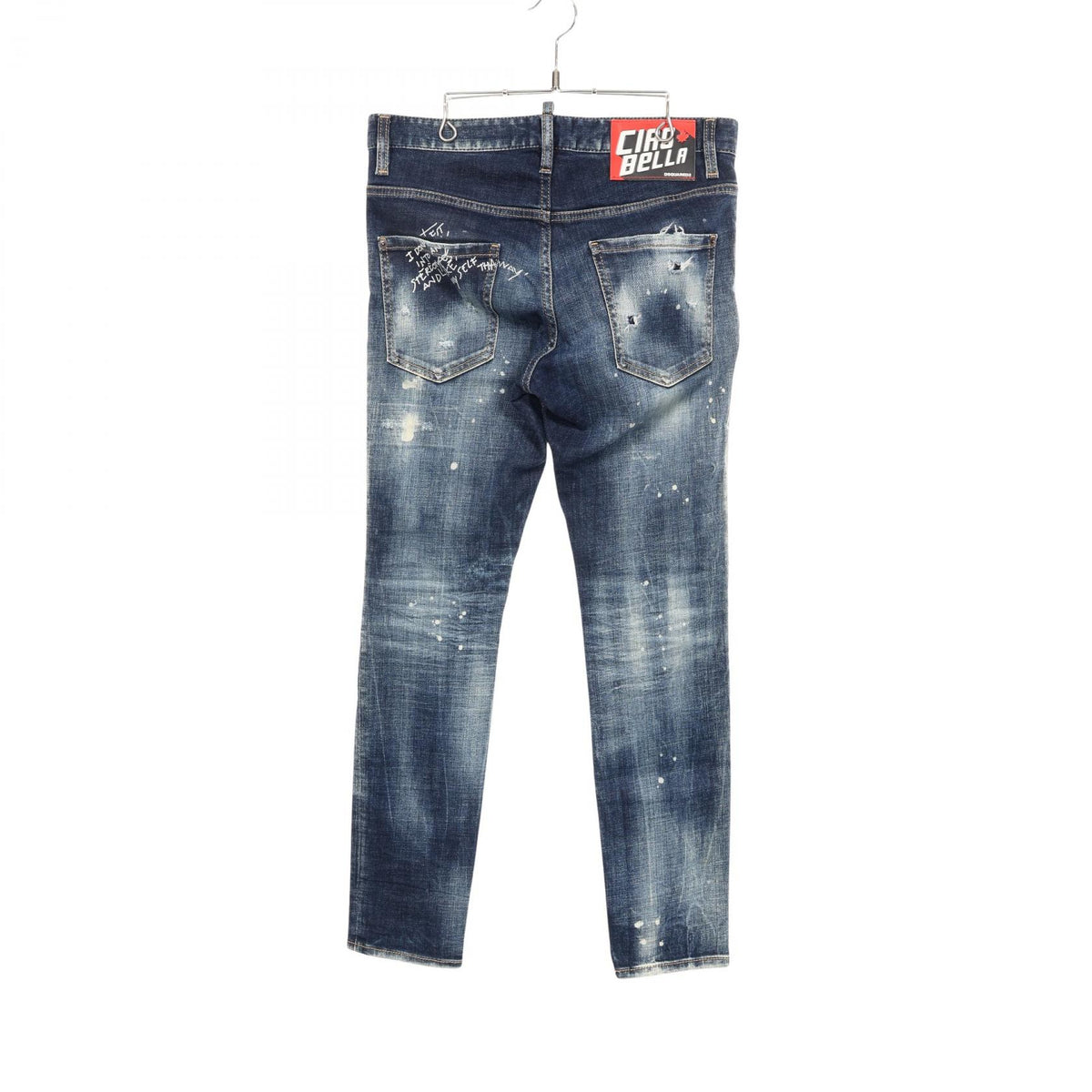 ディースクエアード SKATER ダメージ ペイント加工 デニムパンツ ネイビー系 ボトムス DSQUARED2