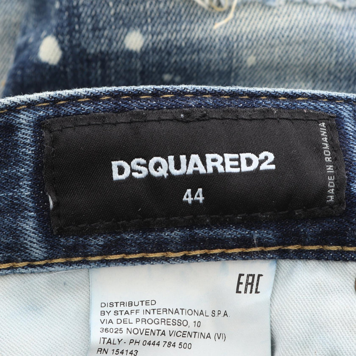 ディースクエアード SKATER ダメージ ペイント加工 デニムパンツ ネイビー系 ボトムス DSQUARED2
