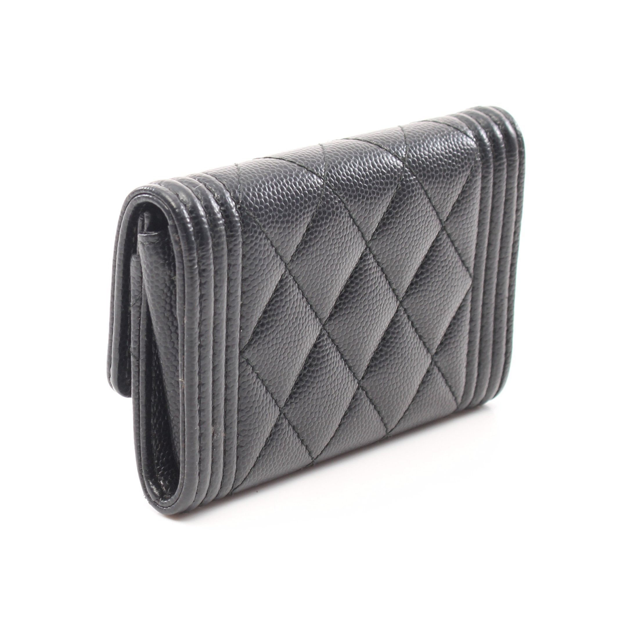 シャネル ボーイシャネル キャビアスキン ケース ブラック ゴールド金具 CHANEL シャネル ボーイシャネル カードケース キャビアスキン