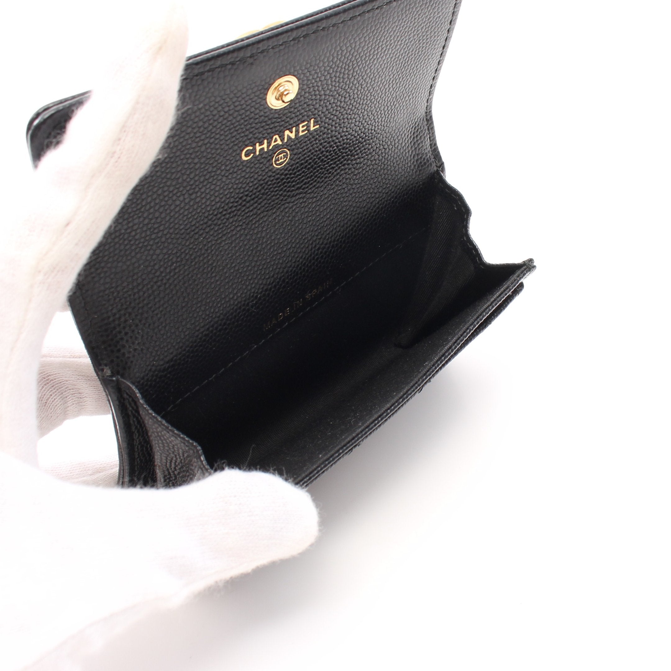 シャネル ボーイシャネル キャビアスキン ケース ブラック ゴールド金具 CHANEL シャネル ボーイシャネル カードケース キャビアスキン