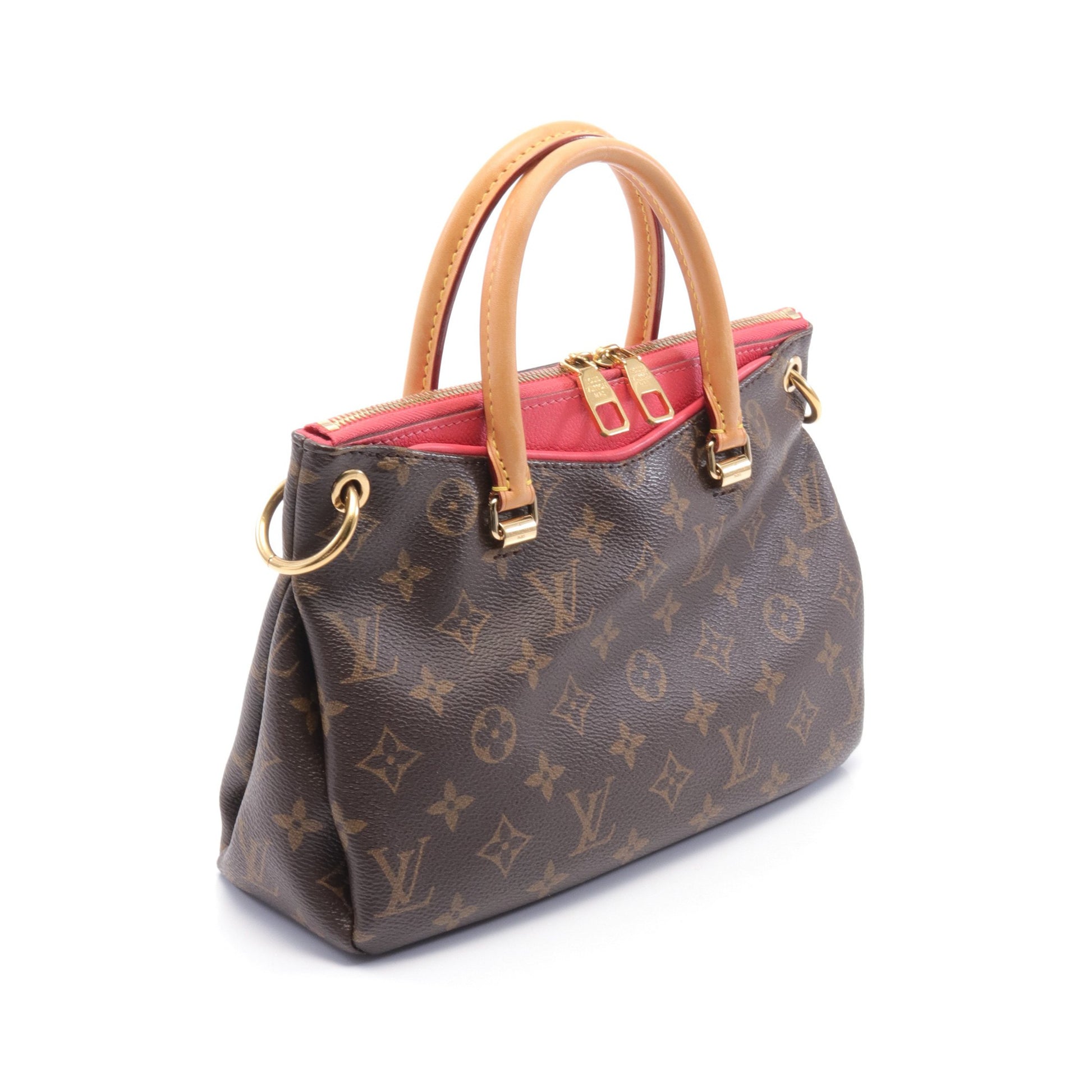 パラスBB モノグラム スリーズ ハンドバッグ PVC レザー ブラウン レッド 2WAY ルイヴィトン バッグ LOUIS VUITTON