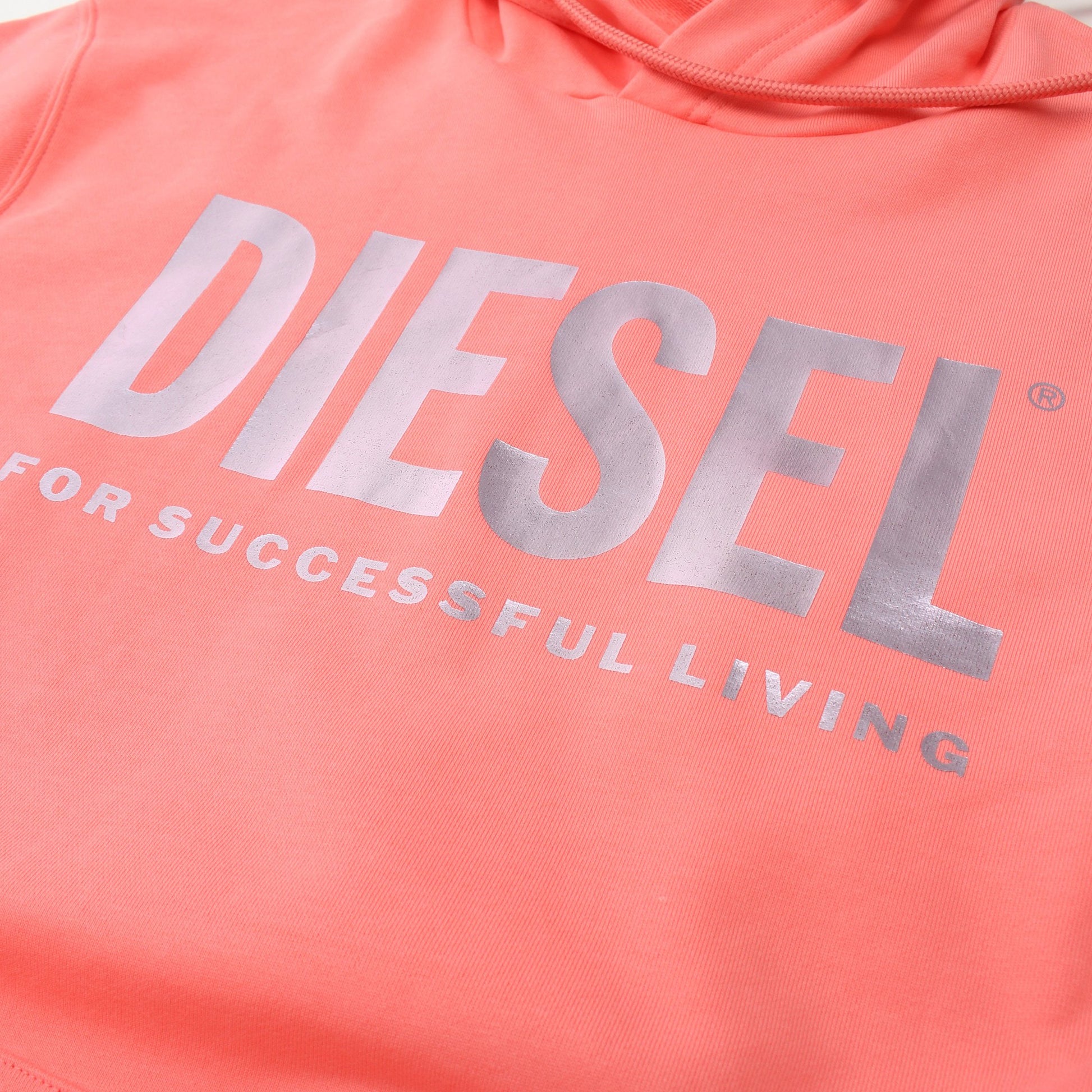 パーカー ワンピース ロゴプリント コットン コーラルピンク ディーゼル ワンピース DIESEL