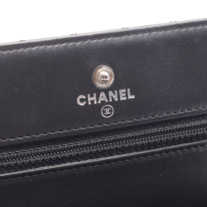 マイクロマトラッセ チェーンウォレット ラムスキン ブラック シルバー金具 シャネル バッグ CHANEL