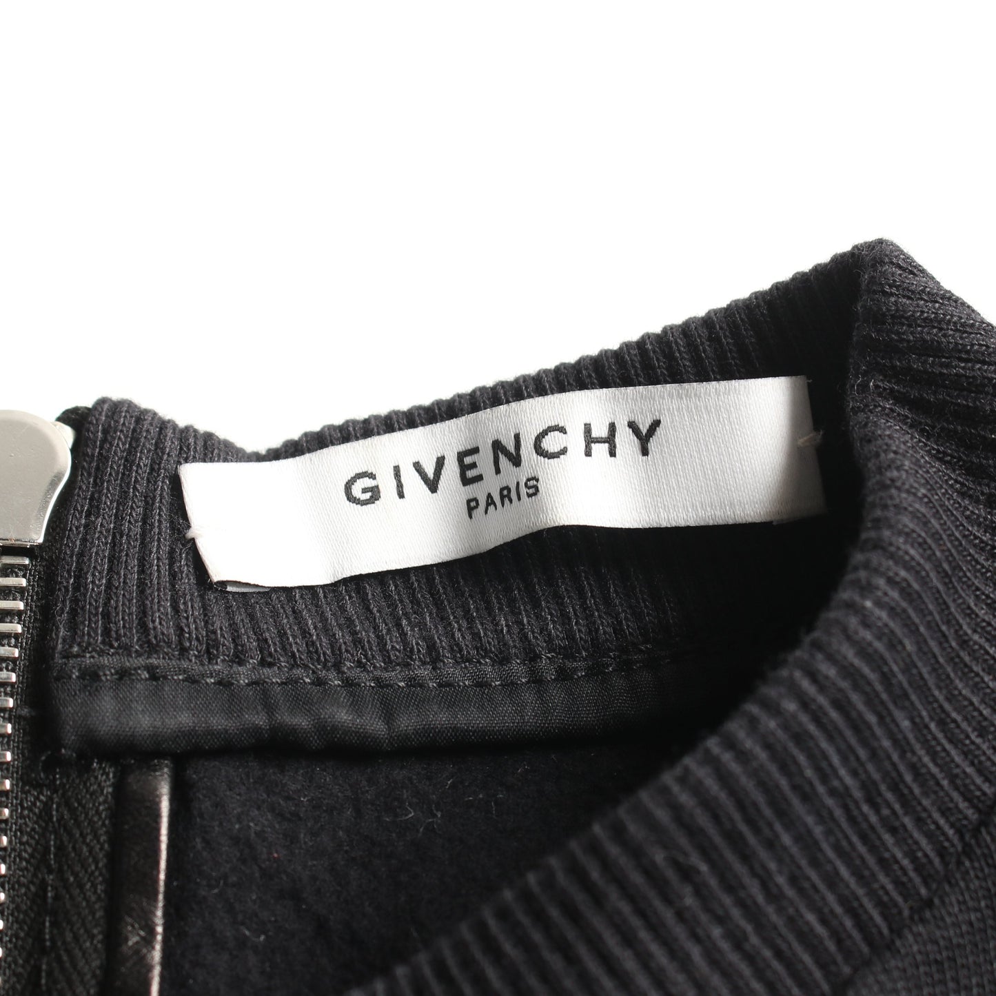 トレーナー スウェットシャツ クルーネック レザー コットン ブラック 切替 ジバンシィ トップス GIVENCHY