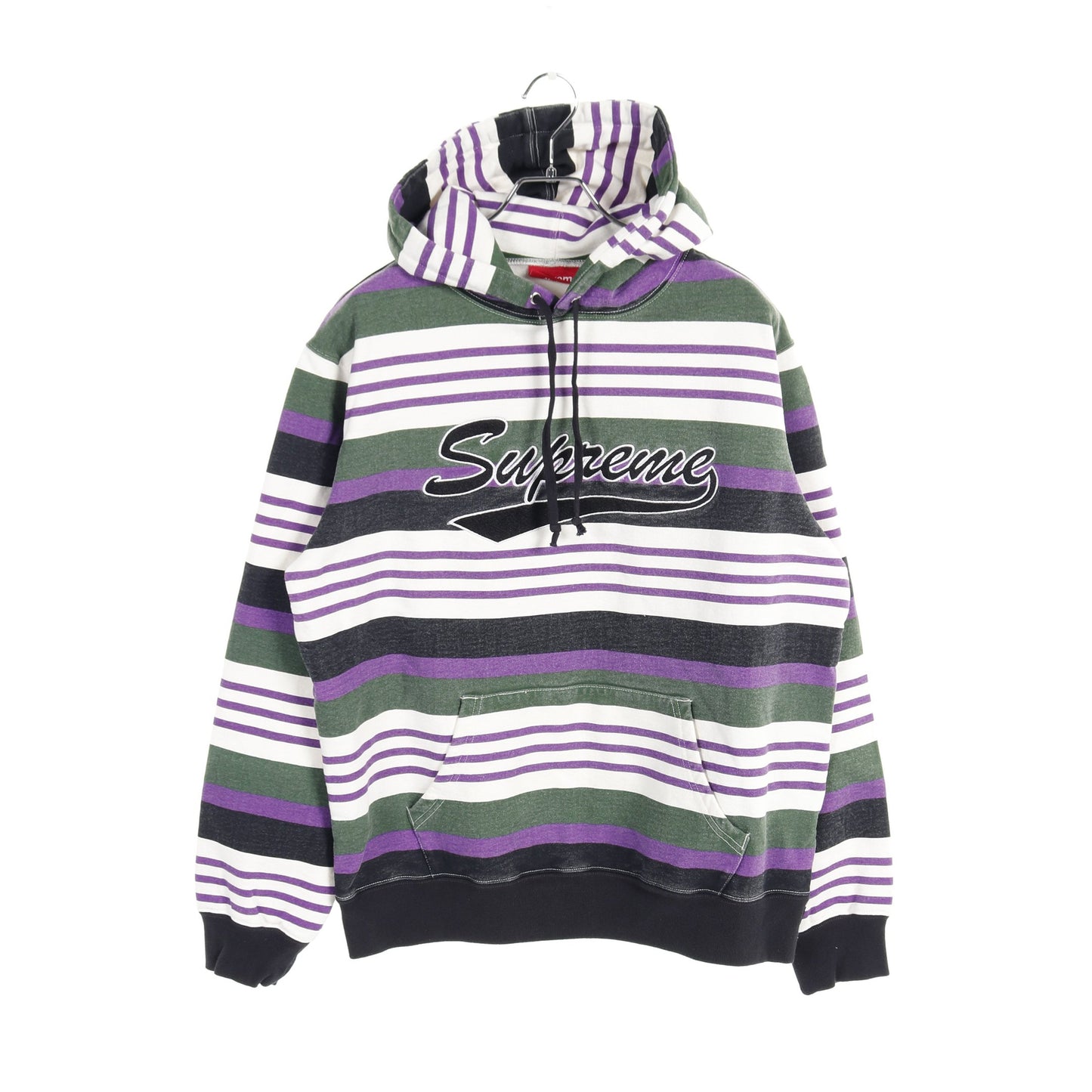 STRIPED HOODED SWEATSHIRT プルオーバーパーカー ボーダー コットン ホワイト マルチカラー 18SS シュプリーム トップス Supreme